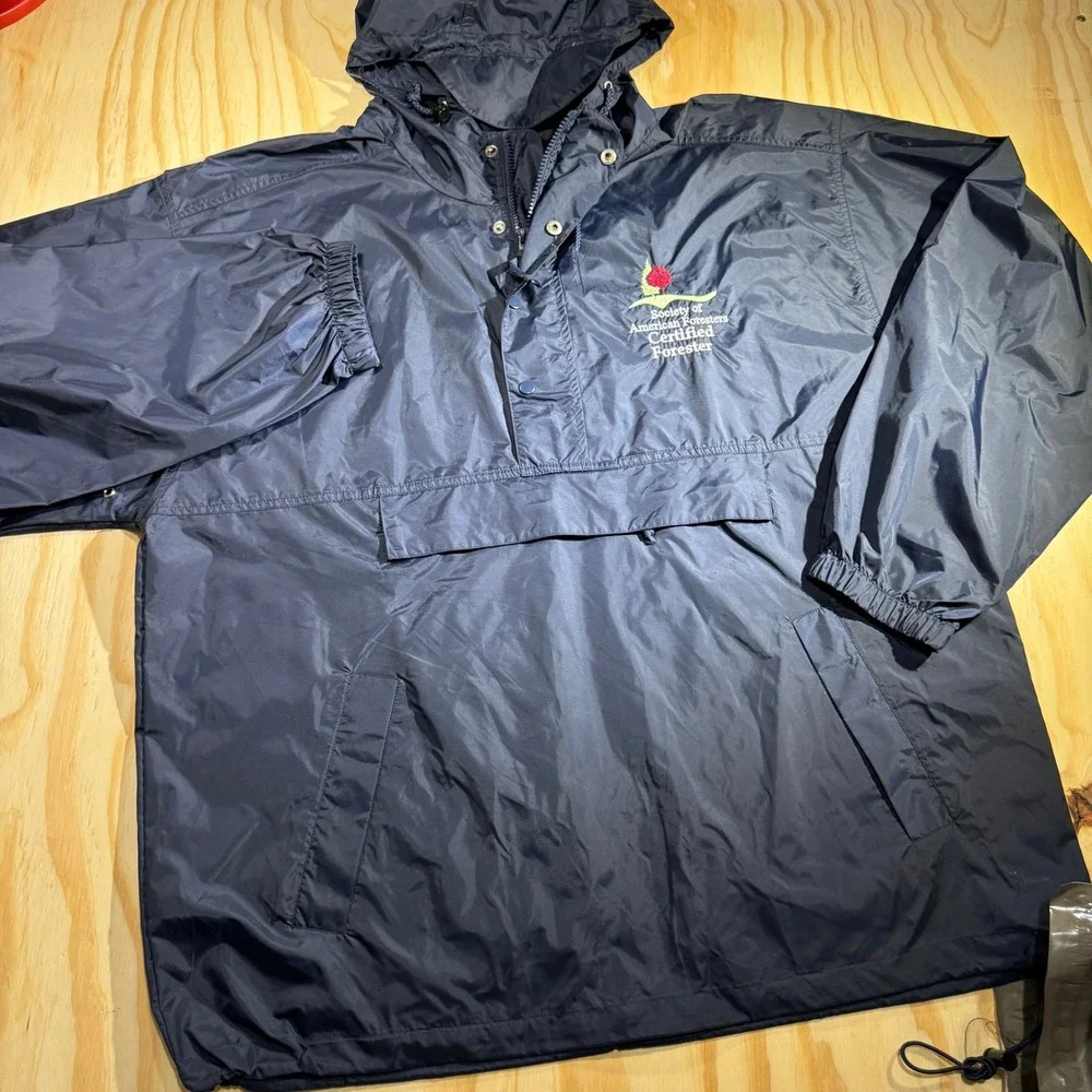 Tri-Mountain Mens Navy Blue Anorak Windbreaker Society of American Foresters 2XL